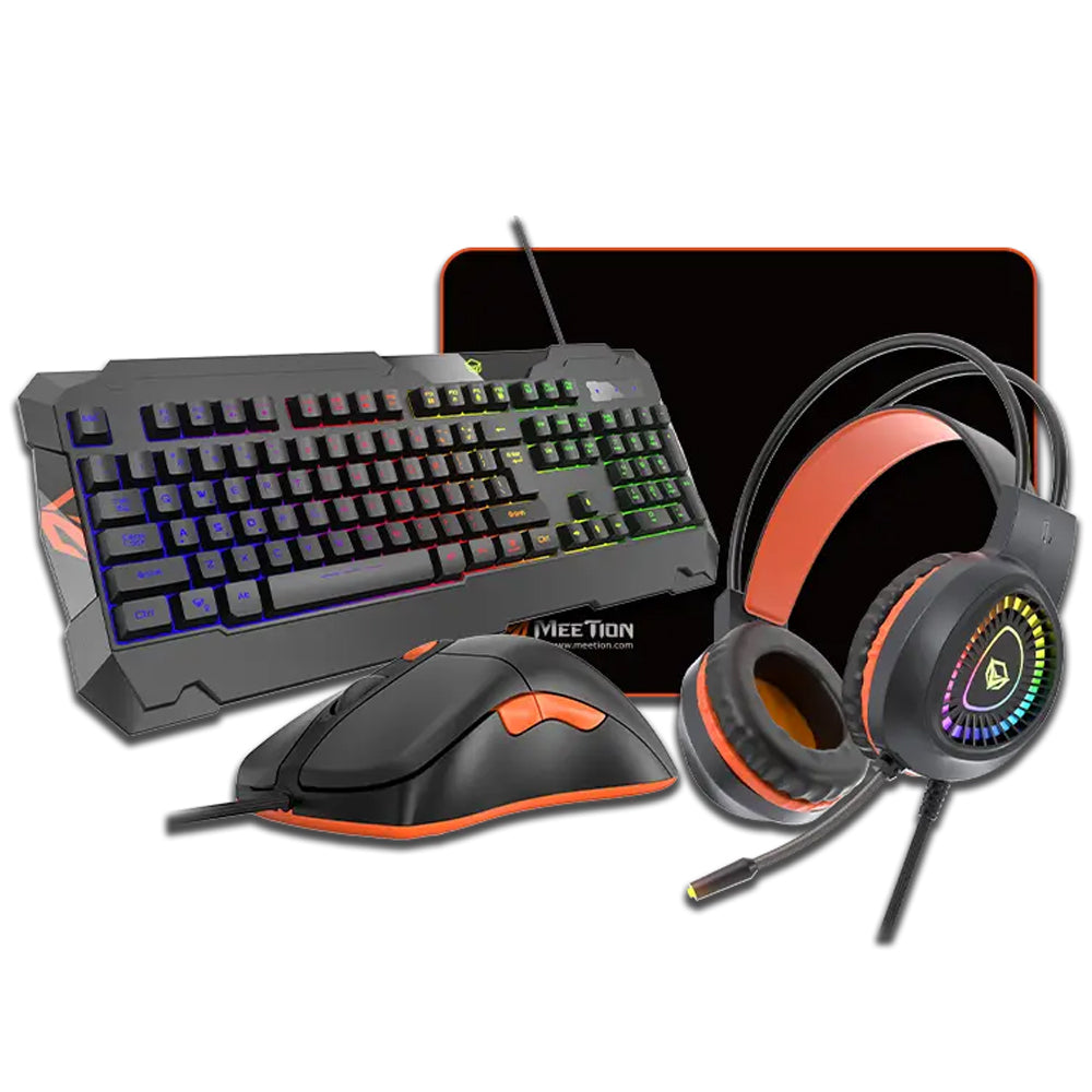 Meetion C505 4in1 Wired Rainbow Gaming Keyboard + Mouse + Mouse Pad + Headset Combo English & Arabic