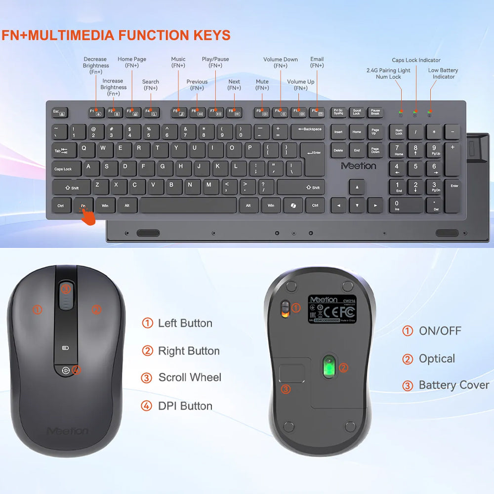 Meetion Wireless + Mouse 