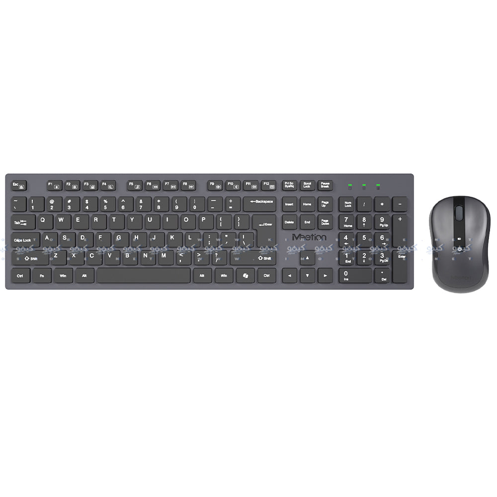 Meetion CW216 Silent Wireless Keyboard + Mouse Combo English & Arabic - Black