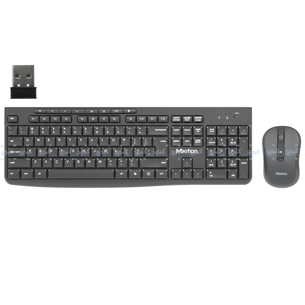 Meetion CW295 Silent Wireless Keyboard + Mouse Combo English & Arabic - Black