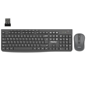 Meetion CW295 Silent Wireless Keyboard + Mouse Combo English & Arabic - Black