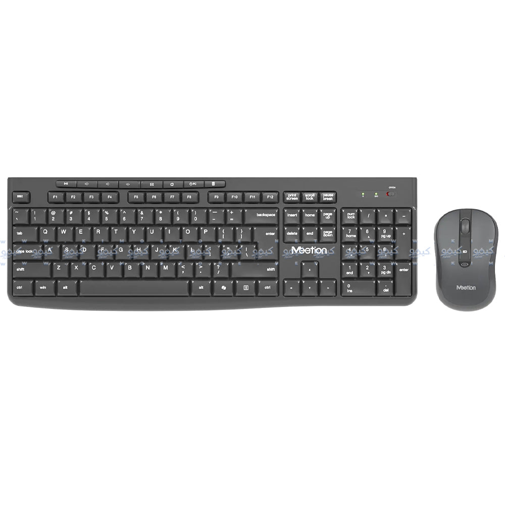 Meetion CW295 Silent Wireless Keyboard + Mouse Combo English & Arabic - Black