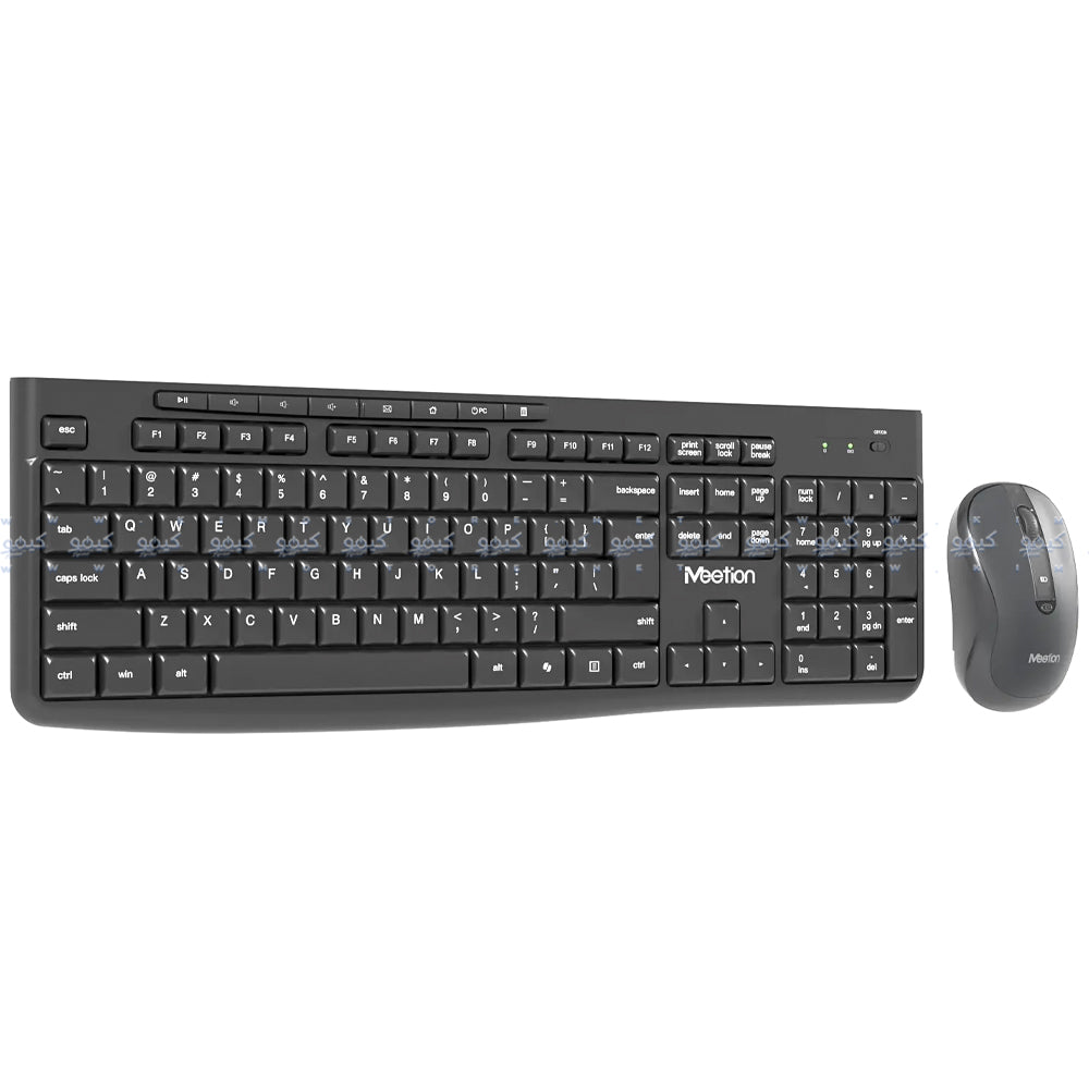 Meetion CW295 Silent Wireless Keyboard + Mouse Combo English & Arabic - Black