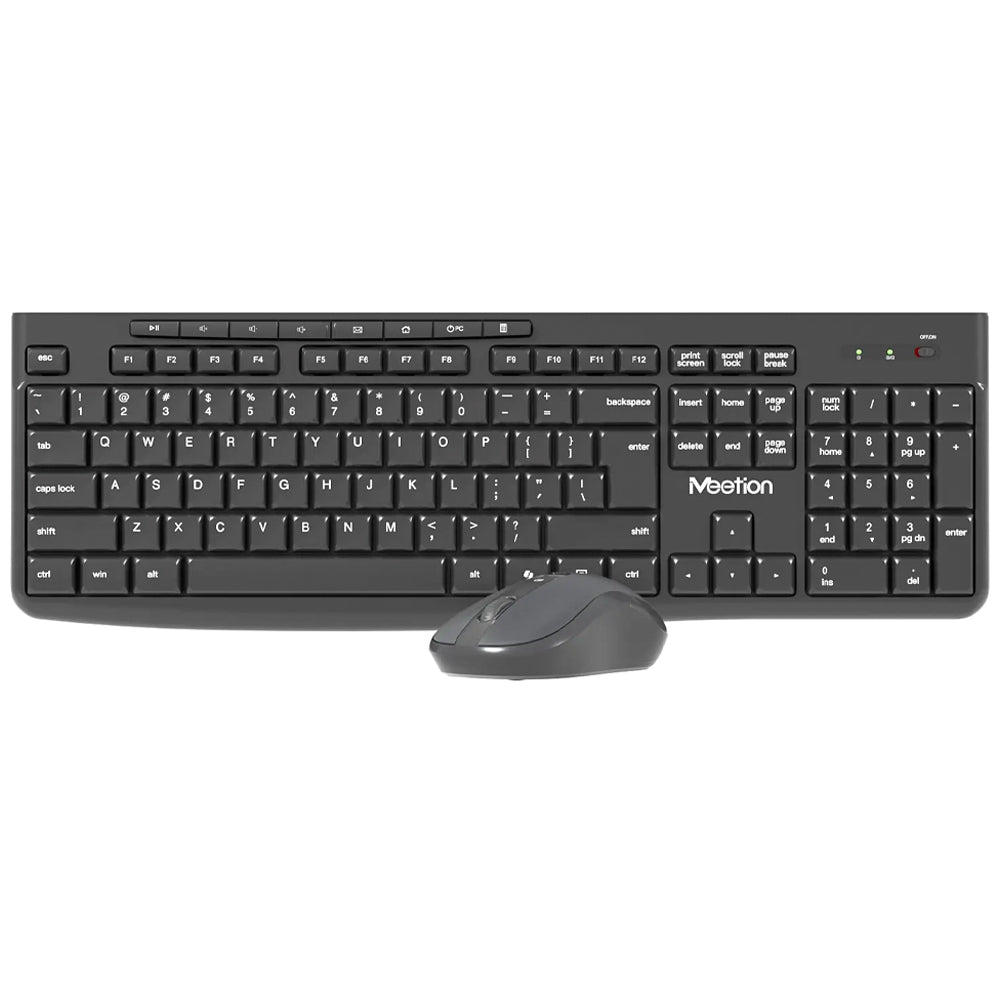 Meetion CW295 Silent Wireless Keyboard + Mouse Combo English & Arabic - Black
