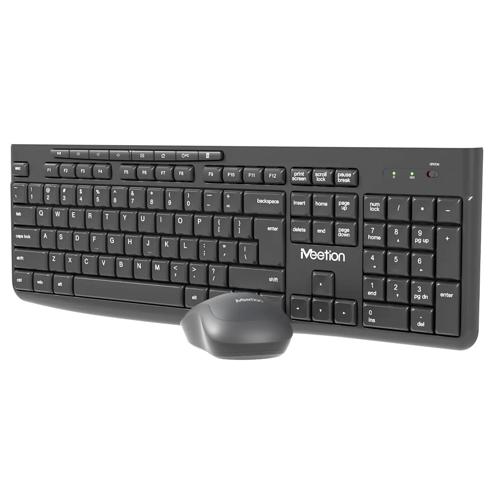 Meetion CW295 Silent Wireless Keyboard + Mouse Combo English & Arabic - Black