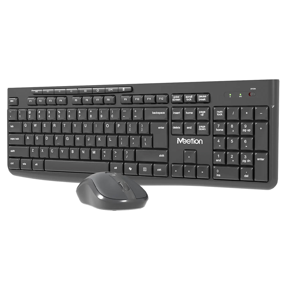 Meetion CW295 Silent Wireless Keyboard + Mouse Combo English & Arabic - Black