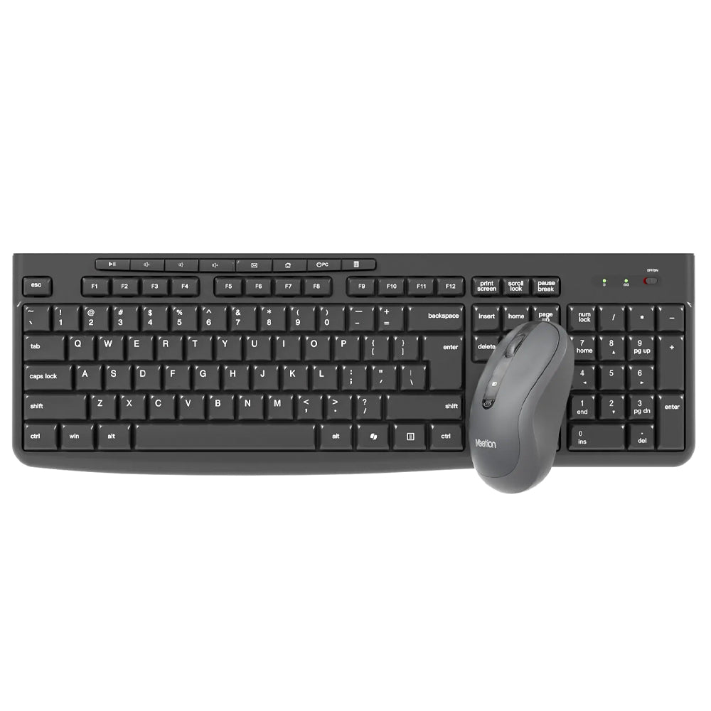 Meetion CW295 Silent Wireless Keyboard + Mouse Combo English & Arabic - Black