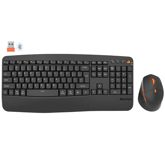 Meetion Director A2 Dual Mode Bluetooth Wireless Keyboard + Mouse Combo English & Arabic - Black