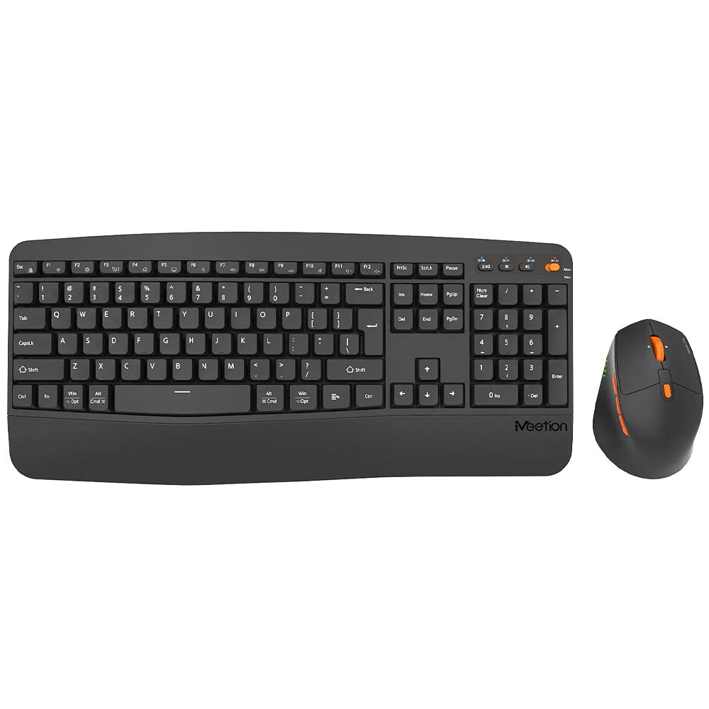 Meetion Director A2 Dual Mode Bluetooth Wireless Keyboard + Mouse Combo English & Arabic - Black
