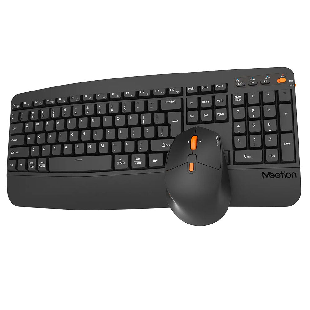 Meetion Director A2 Dual Mode Bluetooth Wireless Keyboard + Mouse Combo English & Arabic - Black