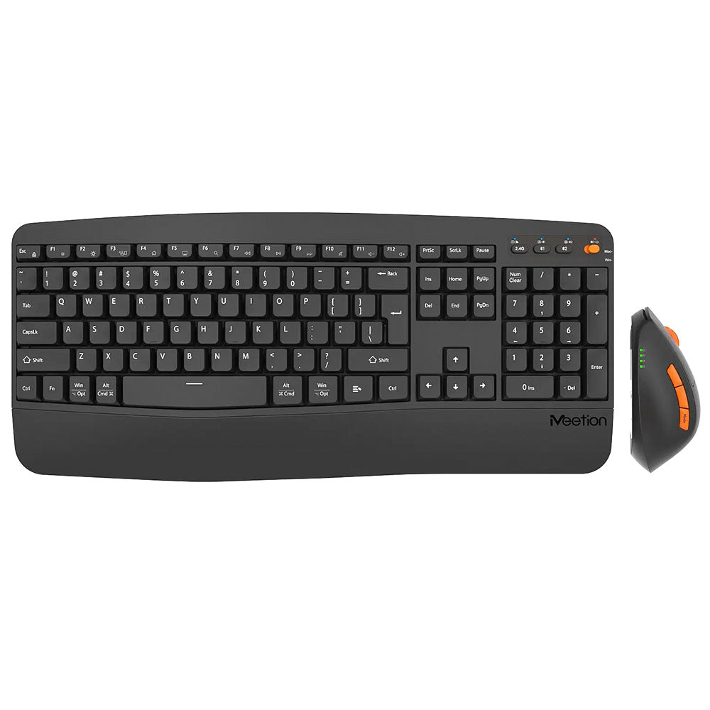 Meetion Director A2 Dual Mode Bluetooth Wireless Keyboard + Mouse Combo English & Arabic - Black