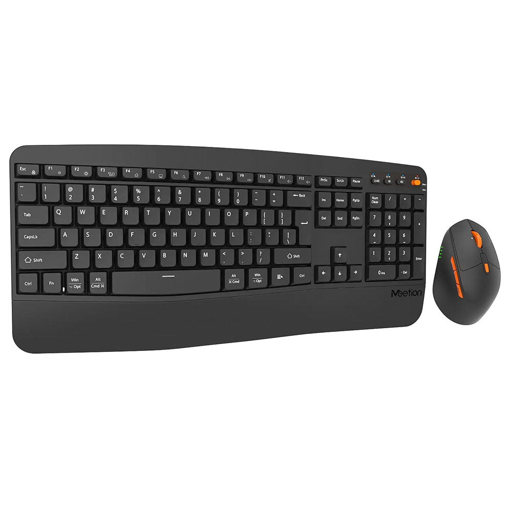 Meetion Director A2 Dual Mode Bluetooth Wireless Keyboard + Mouse Combo English & Arabic - Black