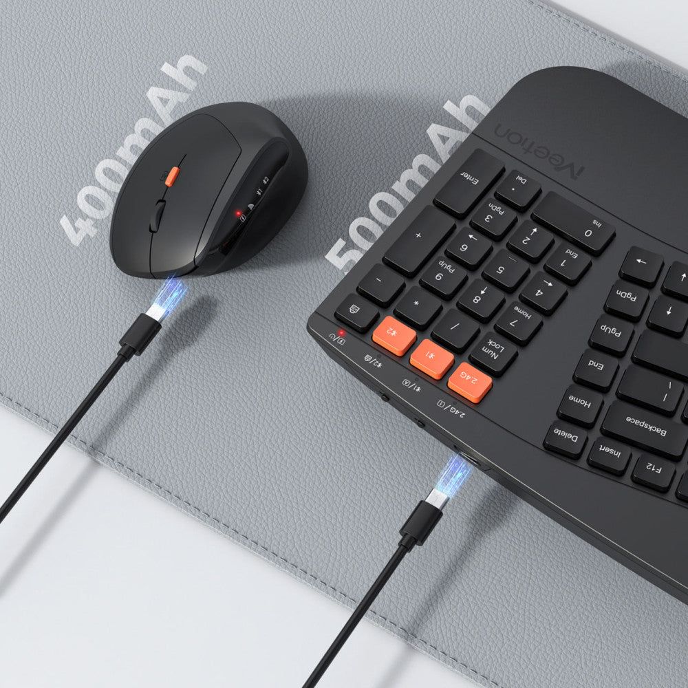Meetion DirectorB2 Dual Mode Rechargeable Bluetooth Wireless Keyboard + Mouse Combo English & Arabic - Black
