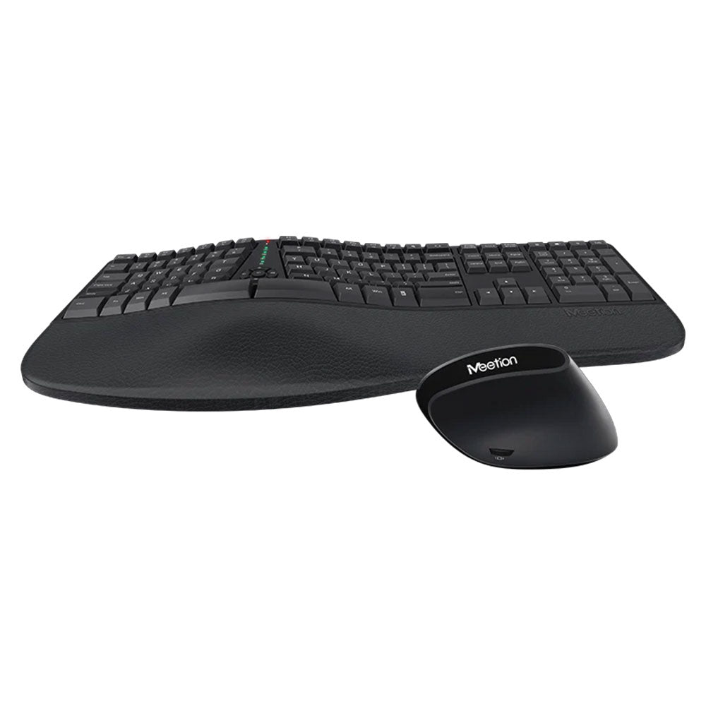 Meetion DirectorC Ergonomic Rechargeable Wireless Keyboard + Mouse Combo English & Arabic - Black