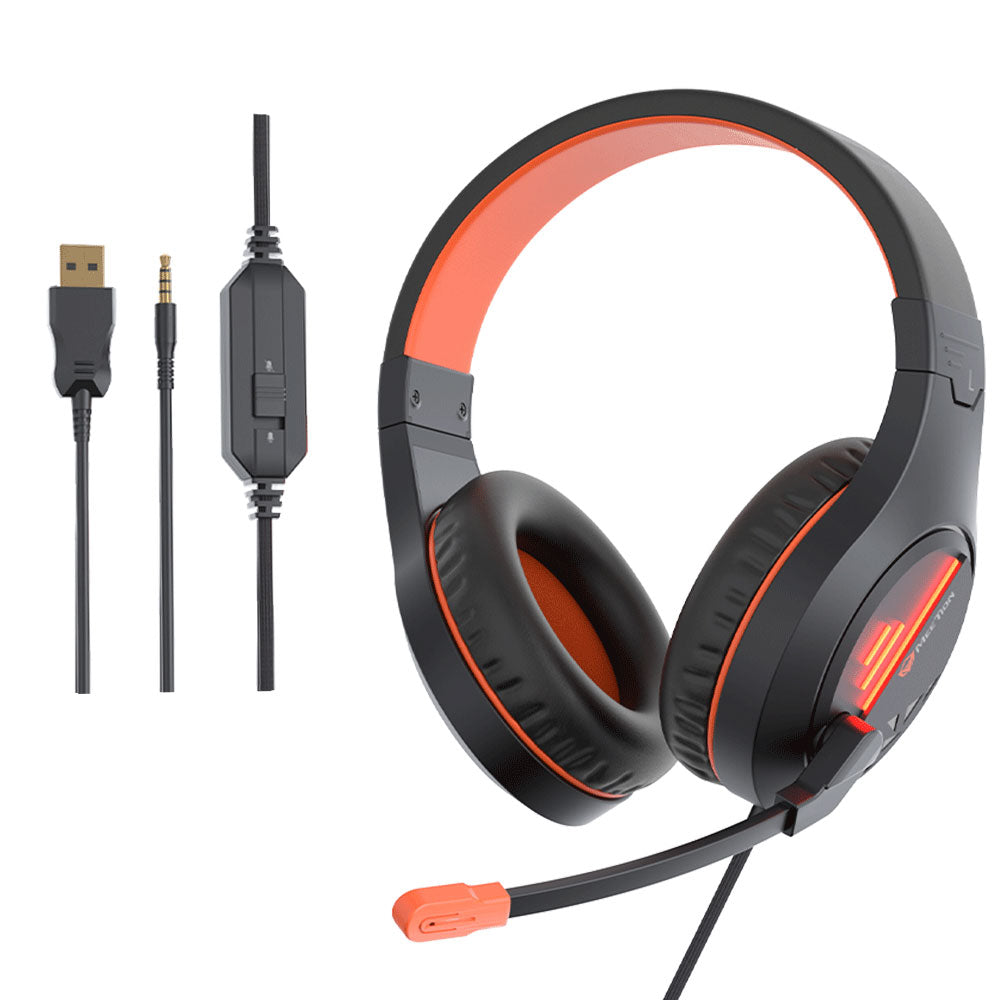 Meetion HP021 Stereo Gaming Headset Surround Sound With Noise-Cancelling Mic - Black x Orange