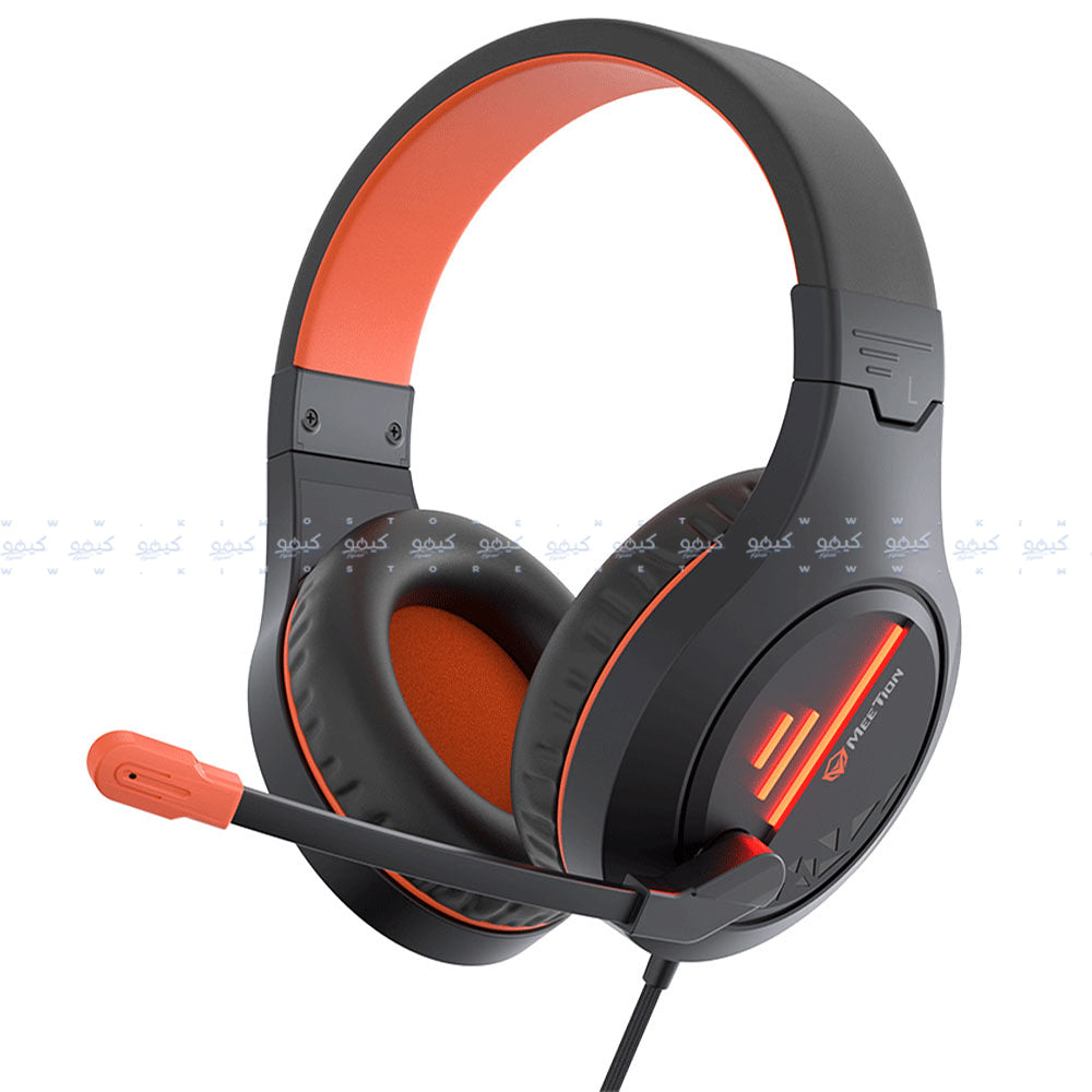 Meetion HP021 Stereo Gaming Headset Surround Sound With Noise-Cancelling Mic - Black x Orange