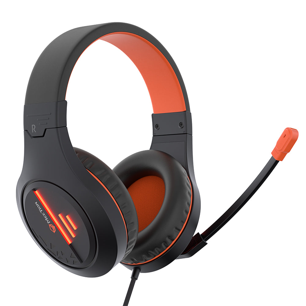 Meetion HP021 Stereo Gaming Headset Surround Sound With Noise-Cancelling Mic - Black x Orange