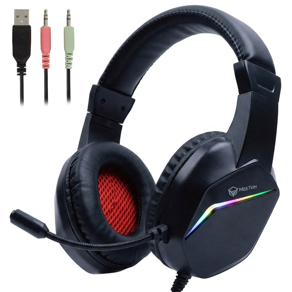 Meetion HP022 RGB Gaming Headset with Noise-Cancelling Mic - Black