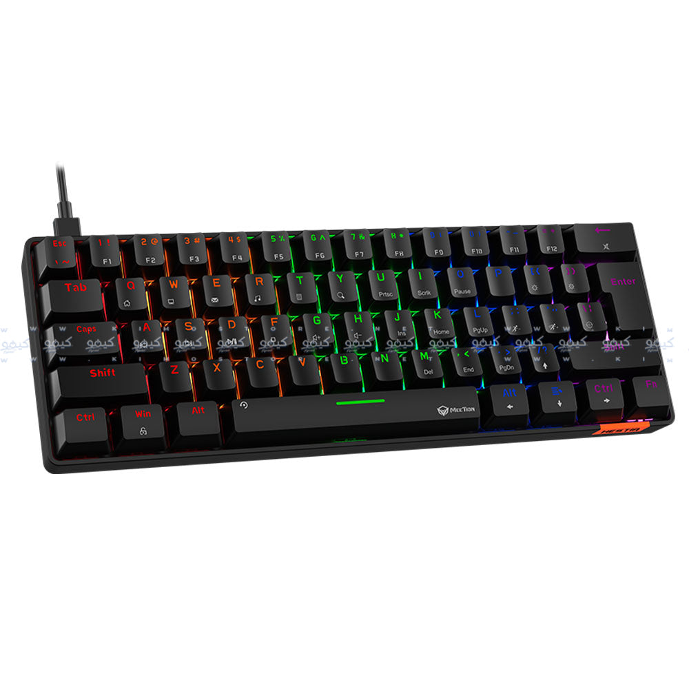 كيبورد ميشن سلكى رينبو جيمنج سويتش أزرق إنجليزى وعربي Hestia MK005