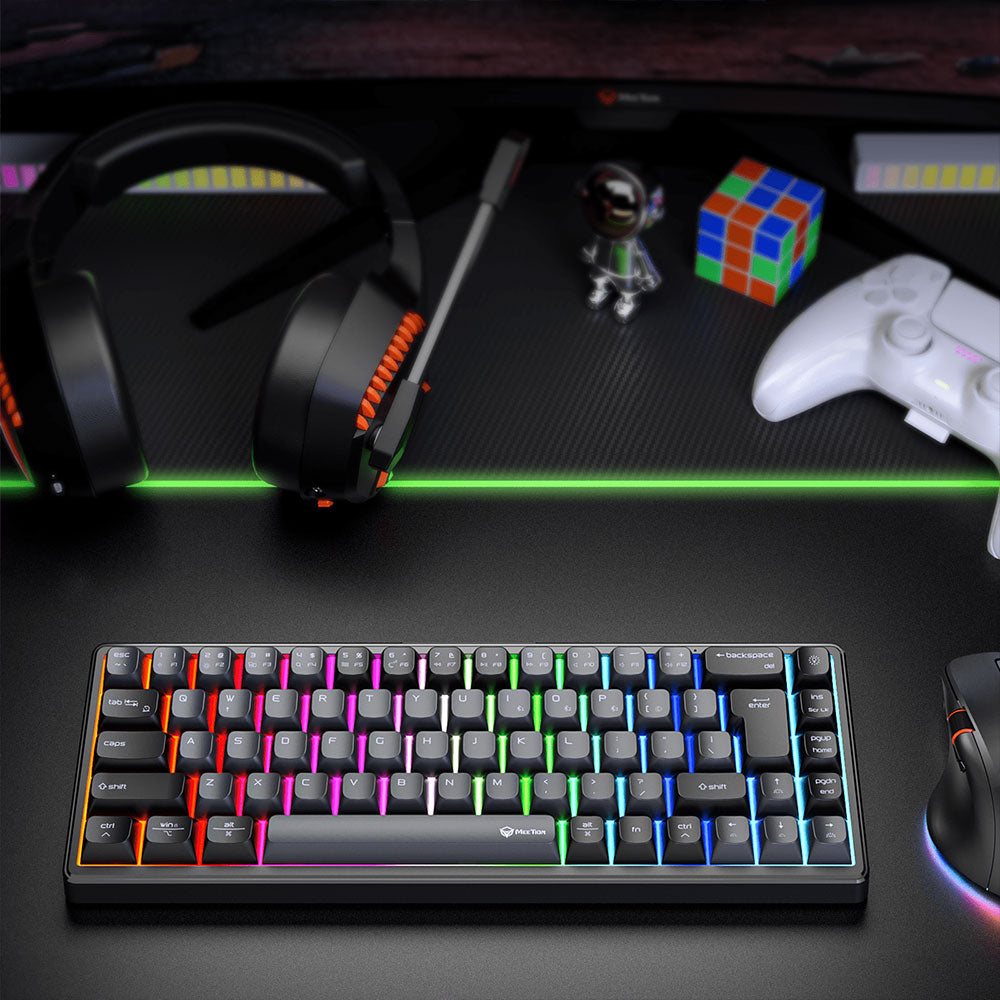 كيبورد ميشن سلكي و لاسلكي بلوتوث RGB جيمنج إنجليزي وعربي MK12 Triple-Mode