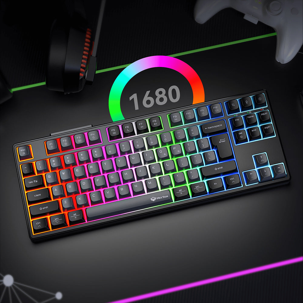 Meetion MK14 TKL Triple-Mode Rechargeable Bluetooth Wireless & Wired RGB Gaming Keyboard English & Arabic