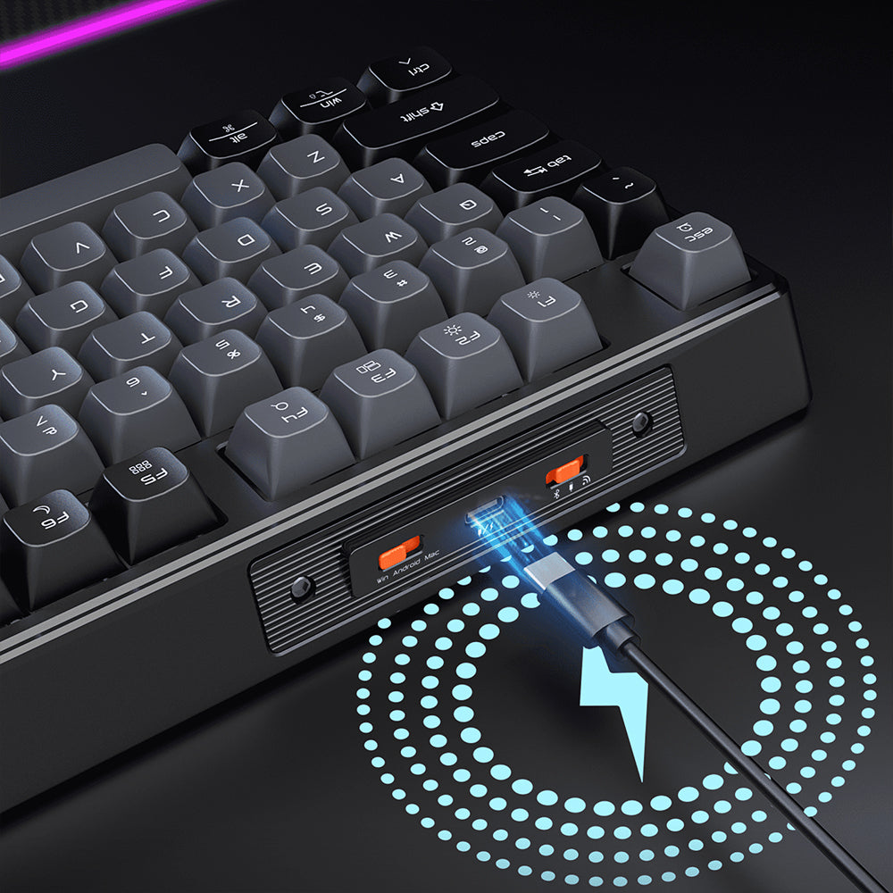 Meetion MK14 TKL Triple-Mode Rechargeable Bluetooth Wireless & Wired RGB Gaming Keyboard English & Arabic