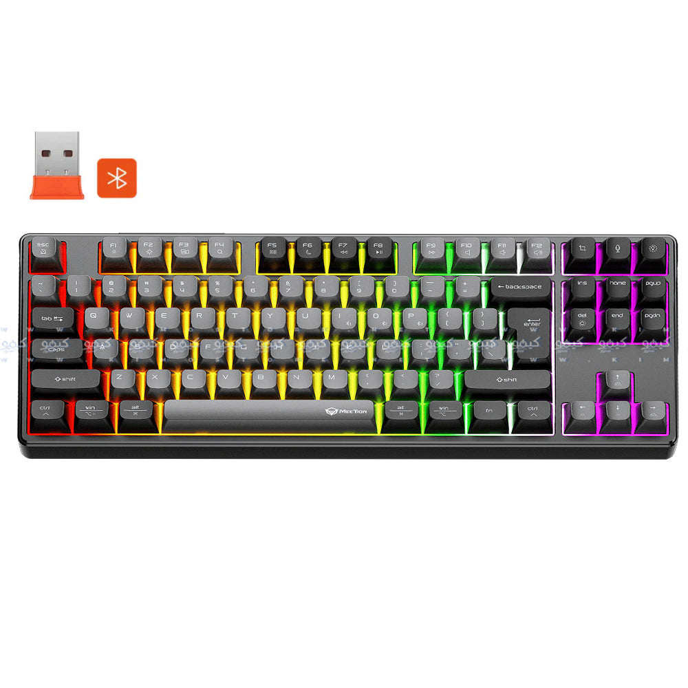 Meetion MK14 TKL Triple-Mode Rechargeable Bluetooth Wireless & Wired RGB Gaming Keyboard English & Arabic