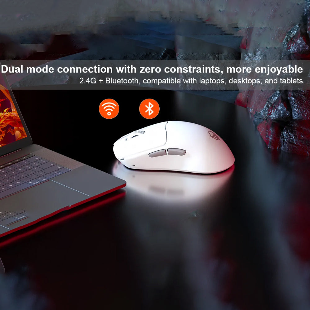 Meetion Air GW40 Pro Triple Mode Rechargeable Bluetooth Wireless & Wired Mouse 2600DPI - White