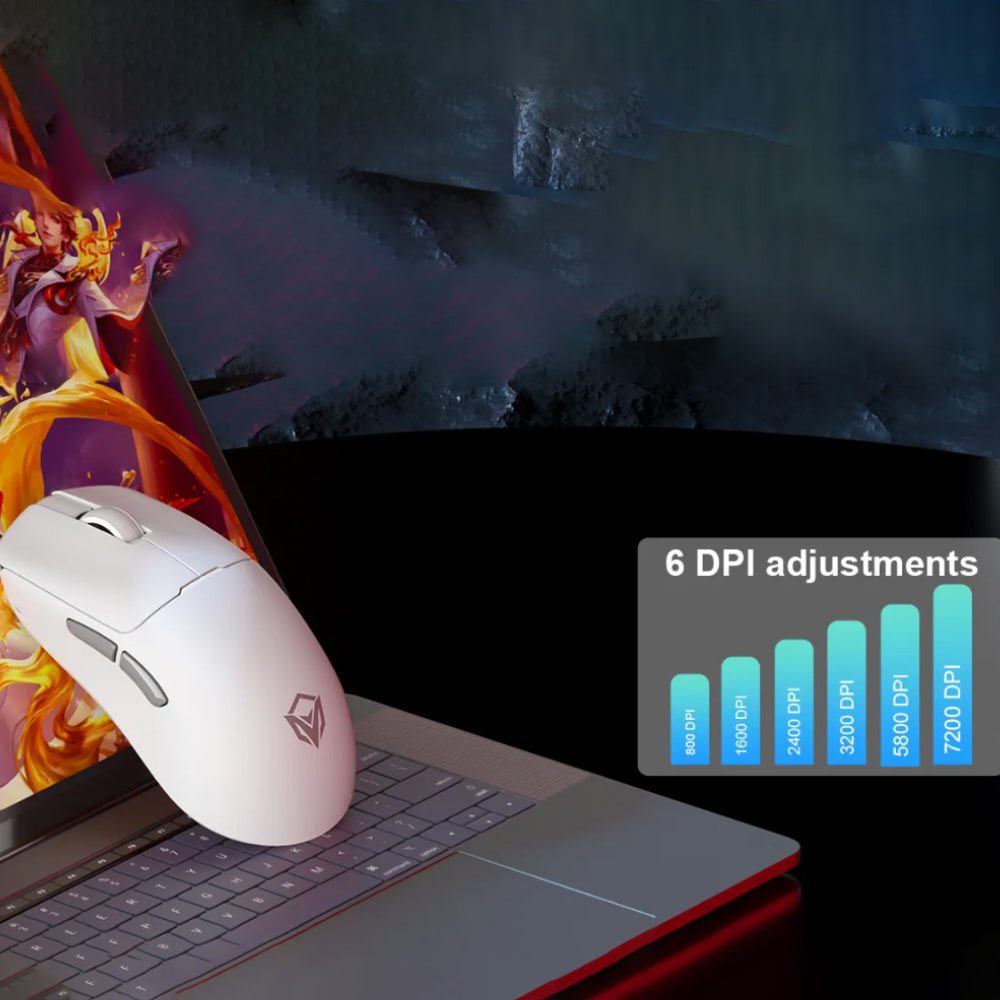 Meetion Air GW40 Pro Triple Mode Rechargeable Bluetooth Wireless & Wired Mouse 2600DPI - White