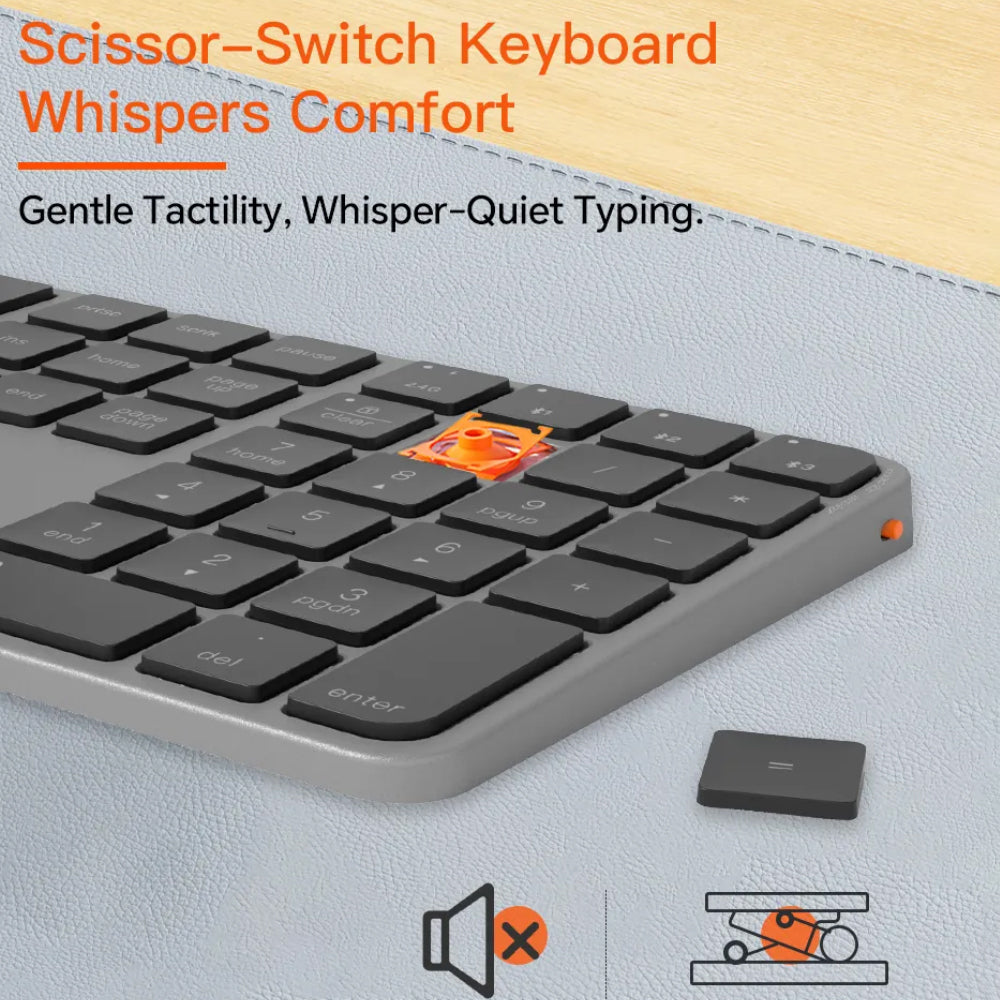 كيبورد + ماوس ميشن بلوتوث سلكي & لاسلكي كومبو إنجليزي وعربي Ikey C230 Quite Slim - اسود رمادي