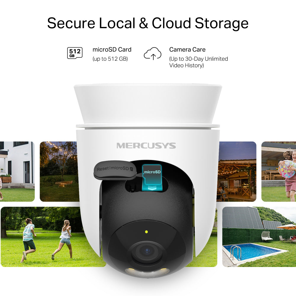 Mercusys MC510 Wi-Fi Pan & Tilt Outdoor Security Camera 2K 3MP 4mm (Mic)