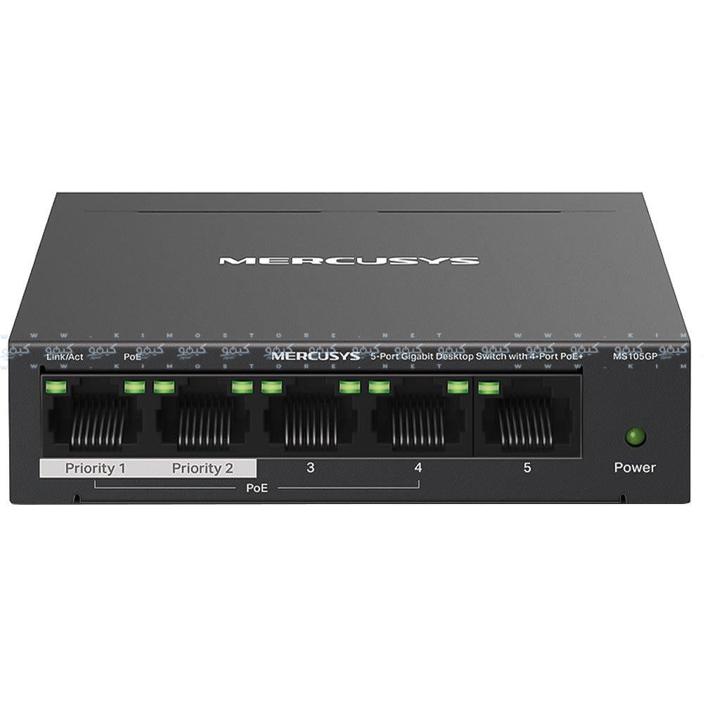 Mercusys MS105GP Unmanaged Desktop Switch 4 Ports PoE 10/100/1000Mbps + 1 Port 10/100/1000Mbps