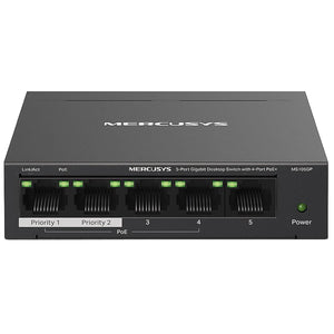 سويتش ميركوسيس 4 منافذ 10/100/1000 ميجابت في الثانية PoE+ + منفذ (RJ45) 10/100/1000 ميجابت في الثانية 65 وات MS105GP Unmanaged Desktop