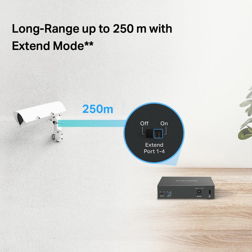سويتش ميركوسيس 4 منافذ 10/100/1000 ميجابت في الثانية PoE+ + منفذ (RJ45) 10/100/1000 ميجابت في الثانية 65 وات MS105GP Unmanaged Desktop