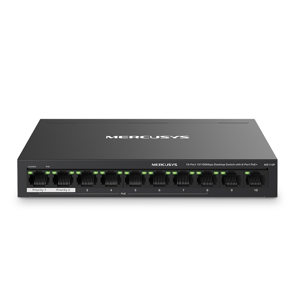 Mercusys MS110P Managed Desktop Switch 10 Port 10/100Mbps With 8 PoE+ Port