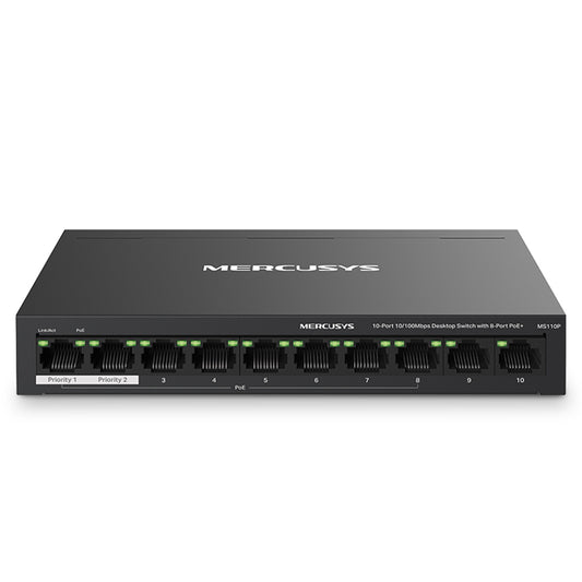 سويتش ميركوسيس 8 منافذ 10/100 ميجابت في الثانية PoE + منفذين (RJ45) 10/100 ميجابت في الثانية 65 وات MS110P Unmanaged Desktop