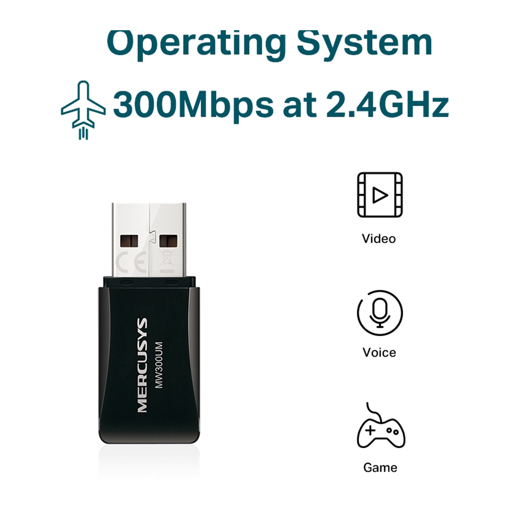 Mercusys MW300UM Wireless USB Adapter 300Mbps