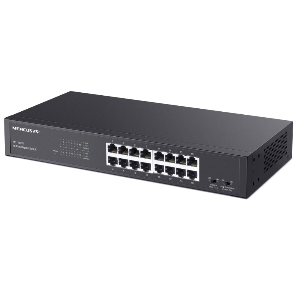 MS116GS Unmanaged Rackmount Switch 16 Ports 10/100/1000Mpbs