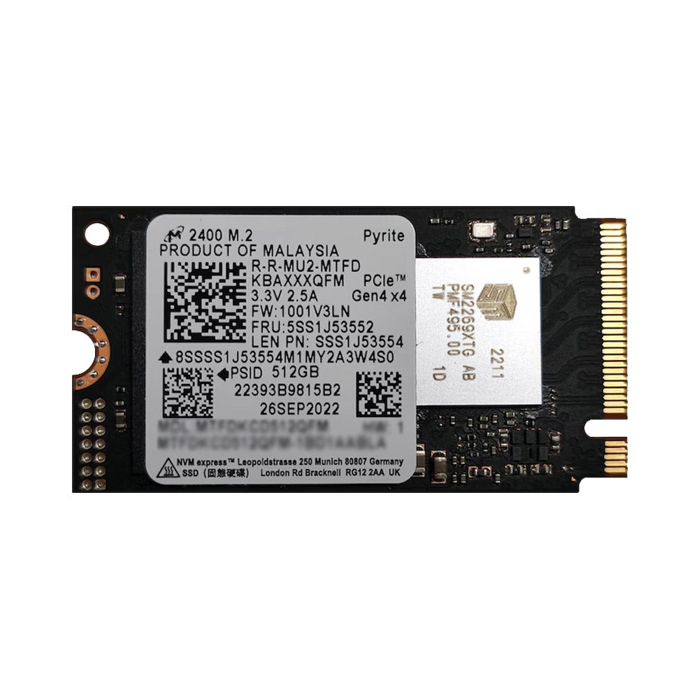 Micron 2400 512GB NVMe 2230 PCIe M.2 SSD (Original Used)