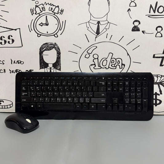 كيبورد + ماوس ميكروسوفت Wireless كومبو إنجليزي وعربي 850 (استعمال)