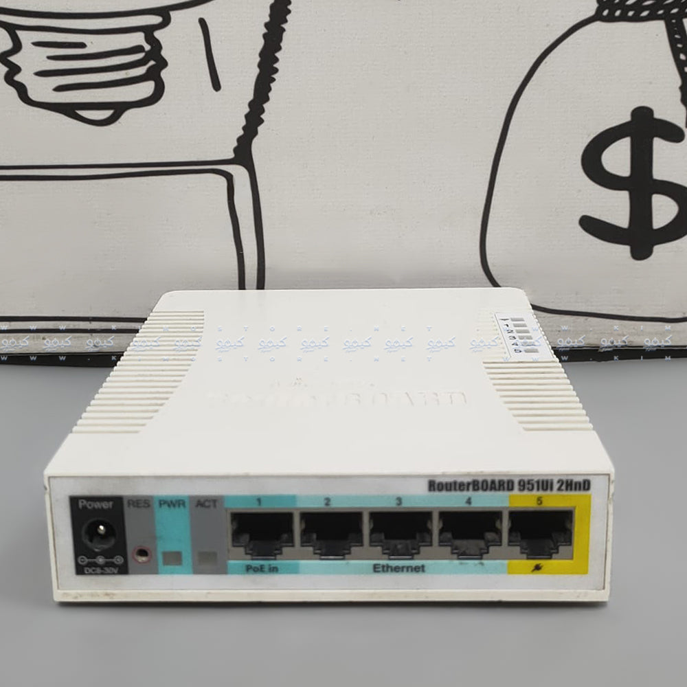 راوتر بورد ميكروتيك 5 منافذ 300 ميجابايت في الثانية RB951UI-2HND (استعمال)