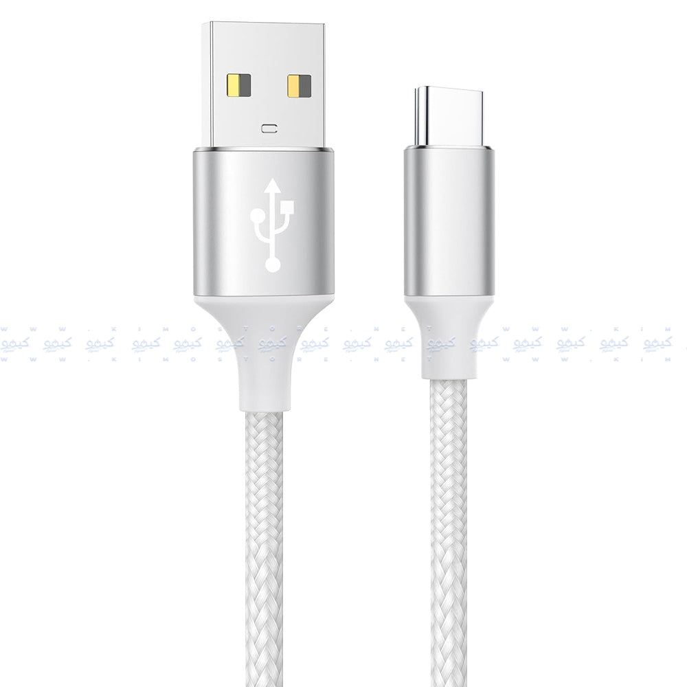كابل شاحن موبايل مومو يو اس بي إلى تايب سي بقوة 3 امبير شحن سريع 1.2 متر MO-011014 - أبيض