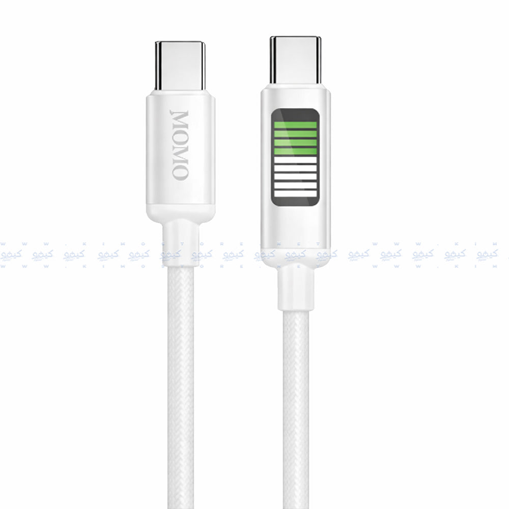 كابل شاحن موبايل مومو تايب سي إلى  تايب سي بقوة 60 وات شحن سريع 1.2 متر MO-011020 - ابيض 