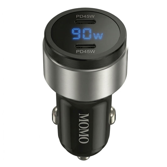 Momo Mini Turbo Fast MO-055504 Car Charger 2x Type-C 90W Fast Charging - Black