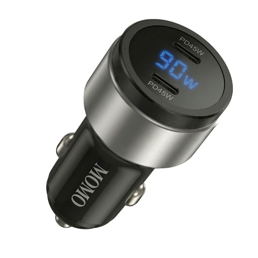 Momo Mini Turbo Fast MO-055504 Car Charger 2x Type-C 90W Fast Charging - Black
