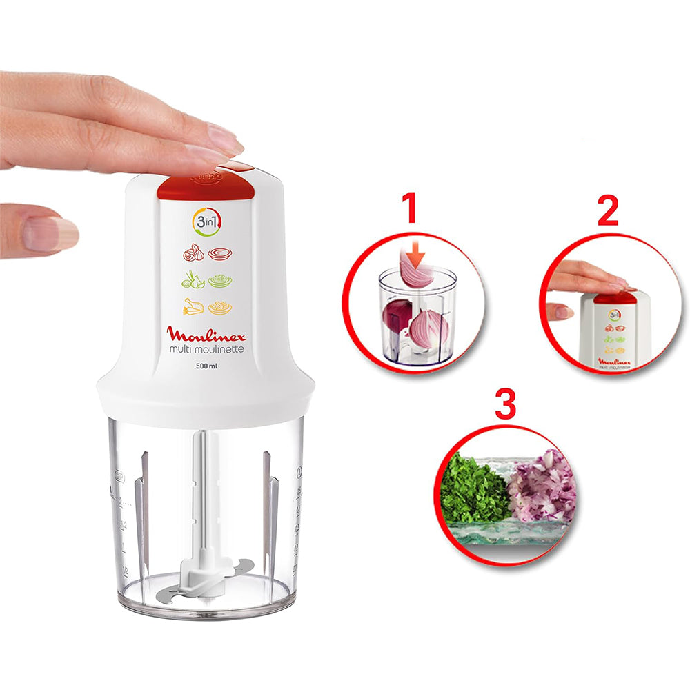 Moulinex 3In1 Chopper Multi Moulinette AT7151EG 0.5L 500W - White