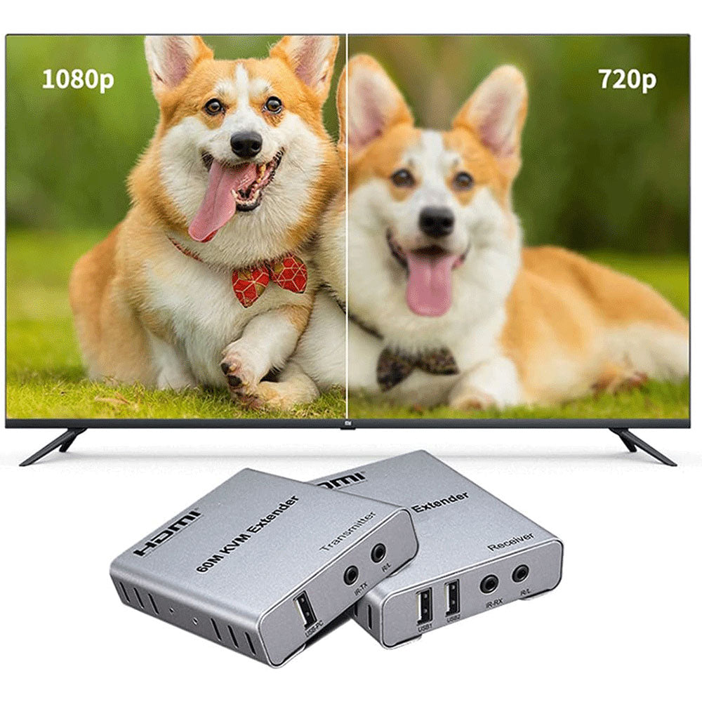 موصل HDMI موو بطول 60 متر لكابل Lan KVM CAT5E/6