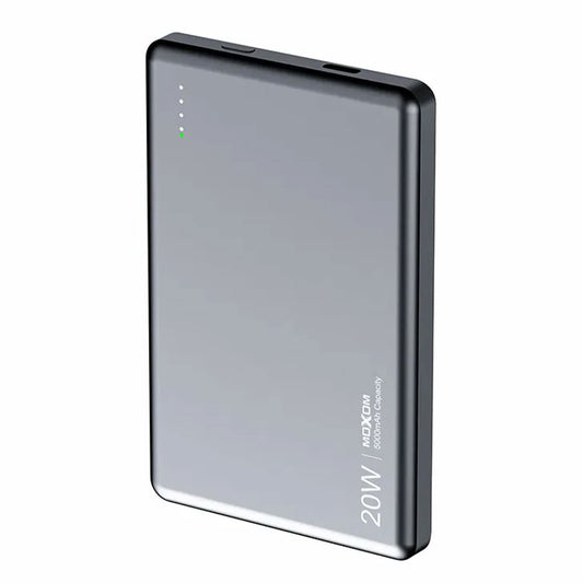 باور بانك موكسوم لاسلكي مغناطيسي بمنفذ تايب سي 20 وات 5000 مللي أمبير شحن سريع MH312 ULTRA-THIN - أسود