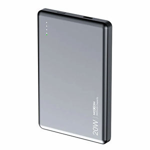 باور بانك موكسوم لاسلكي مغناطيسي بمنفذ تايب سي 20 وات 5000 مللي أمبير شحن سريع MH312 ULTRA-THIN - أسود