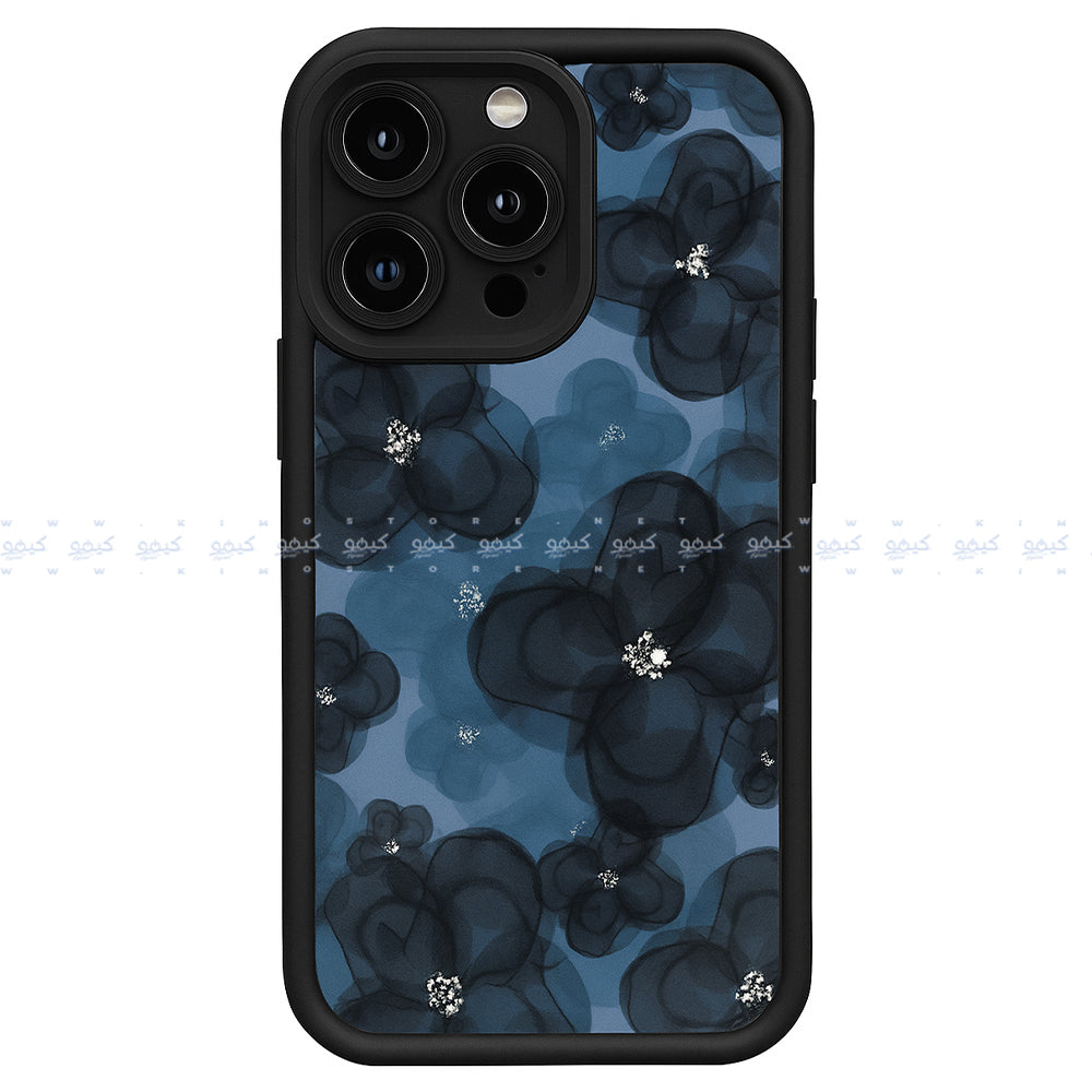 Navy Blue Floral Creative Pattern Matte Finish Phone Cover
